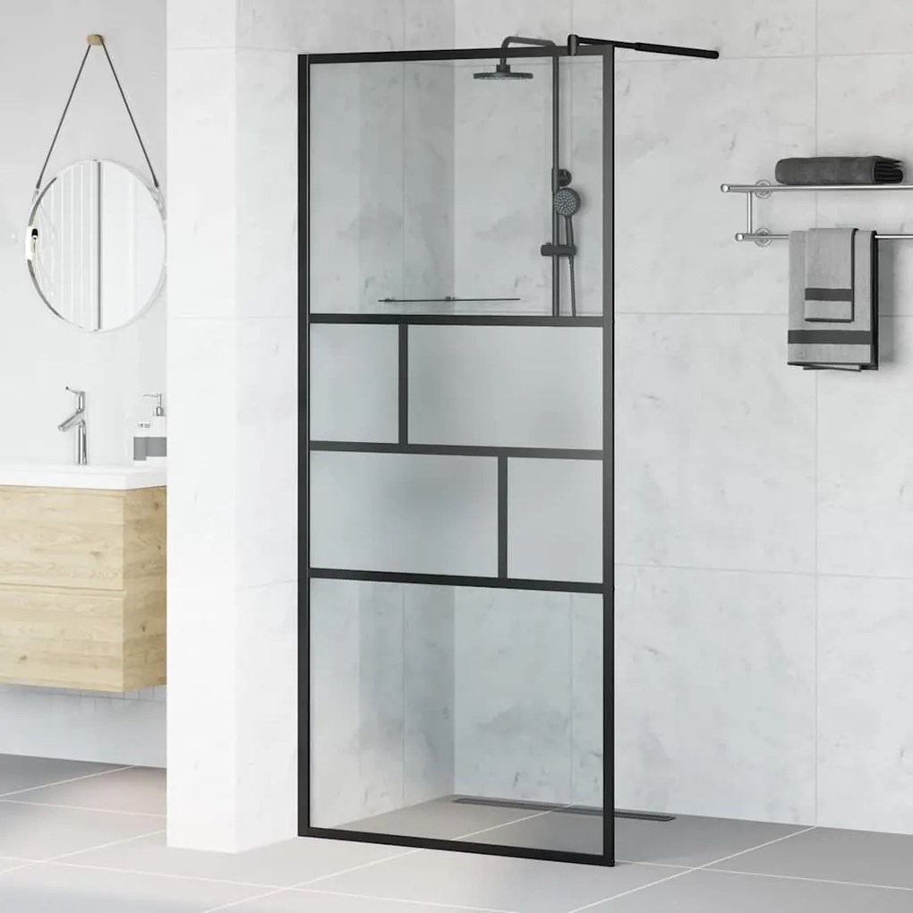 vidaXL Parede de Chuveiro Walk-in Preto 80 x 195 x 0.5 cm