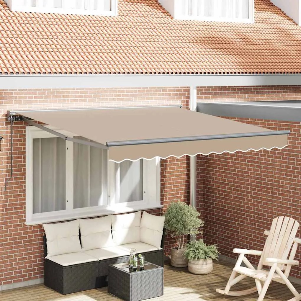 vidaXL Toldo Retrátil Manual Bege 300 x 250 cm Poliéster e Metal
