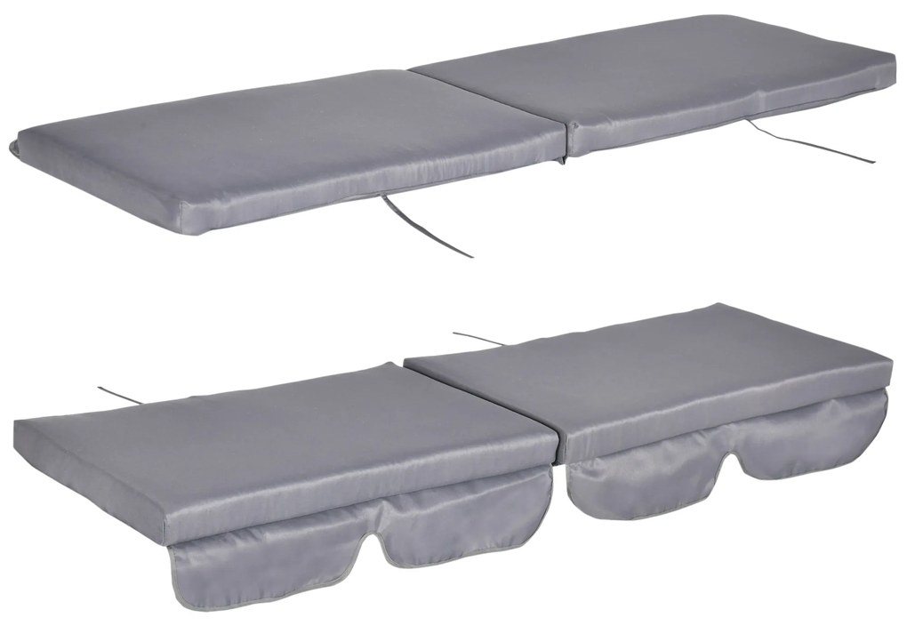 Conjunto de 2 Almofadas para Baloiço Almofada de Assento e Encosto de 3 Lugares 162x47x7 cm  Cinza
