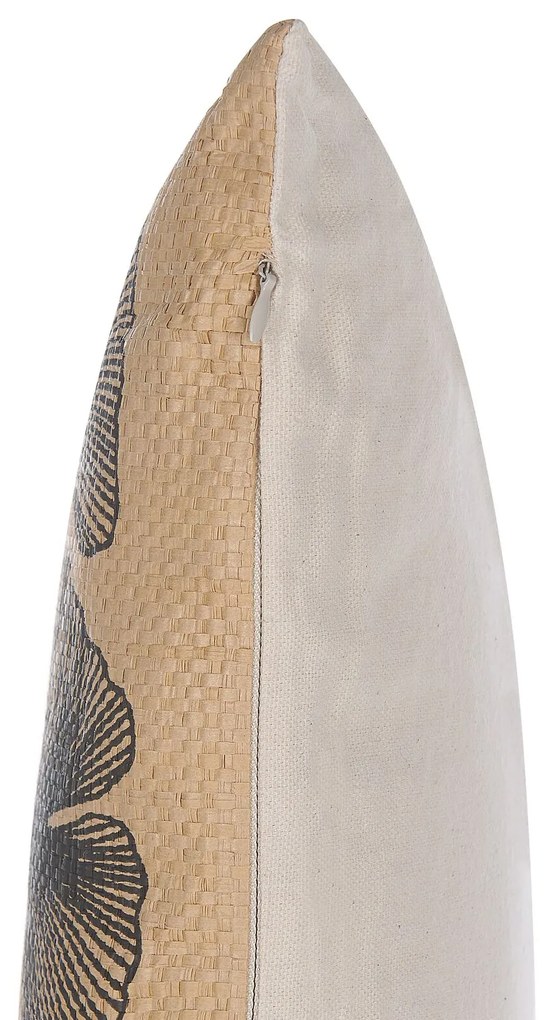 Almofada decorativa creme com folhas 45 x 45 cm WAKAD Beliani