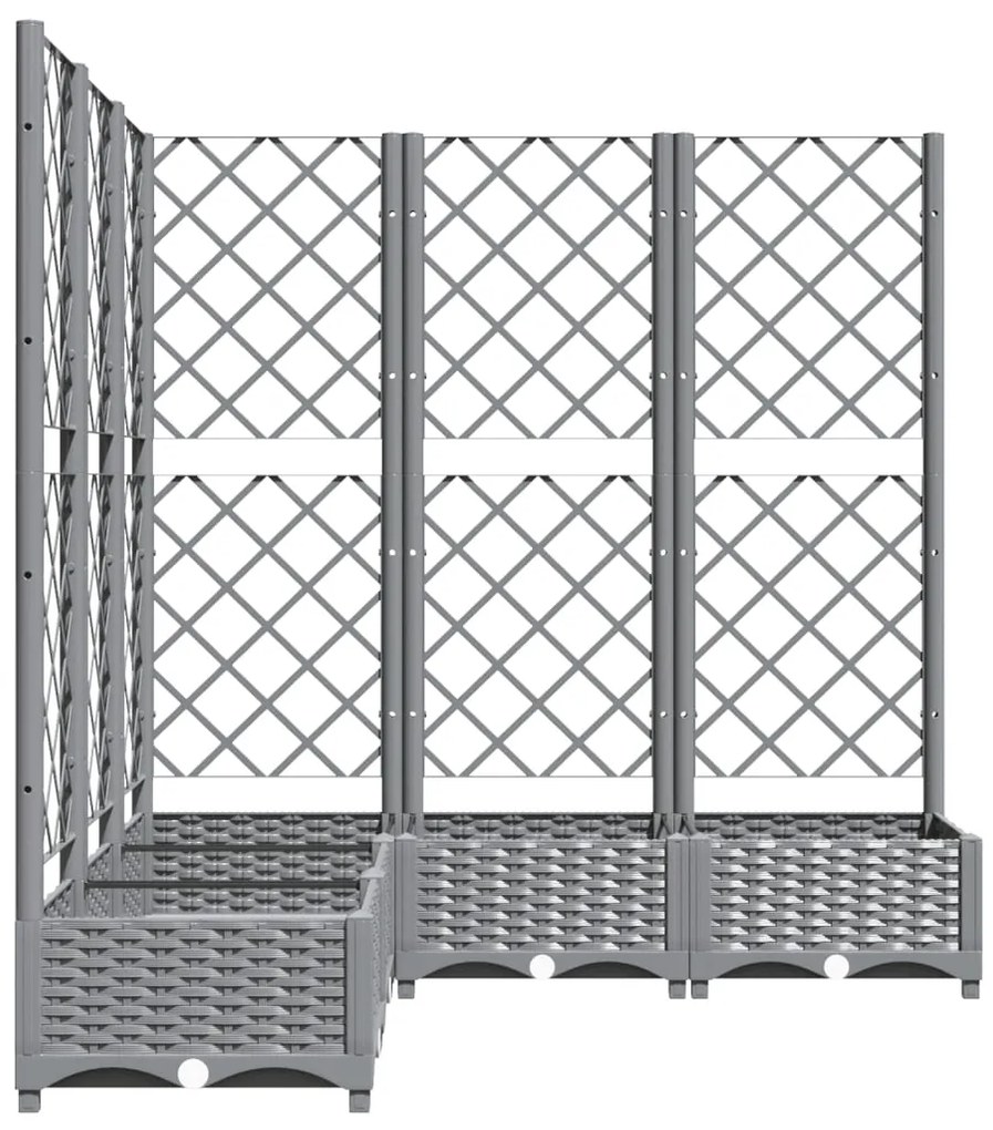 Vaso/floreira jardim c/ treliça 120x120x121,5 cm PP cinza-claro
