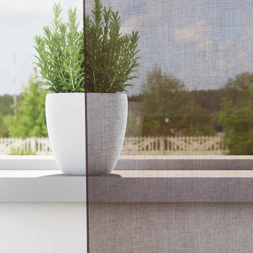 Cortinas de voile com bolsos para varão 2 pcs castanho