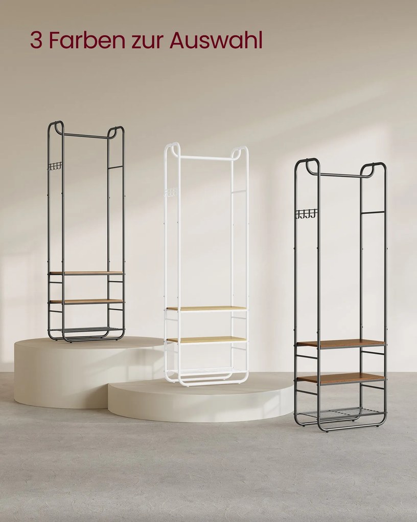 Cabide de entrada, Hall, estilo escandinavo, 58 x 28 x 181 cm preto e castanho-camelo