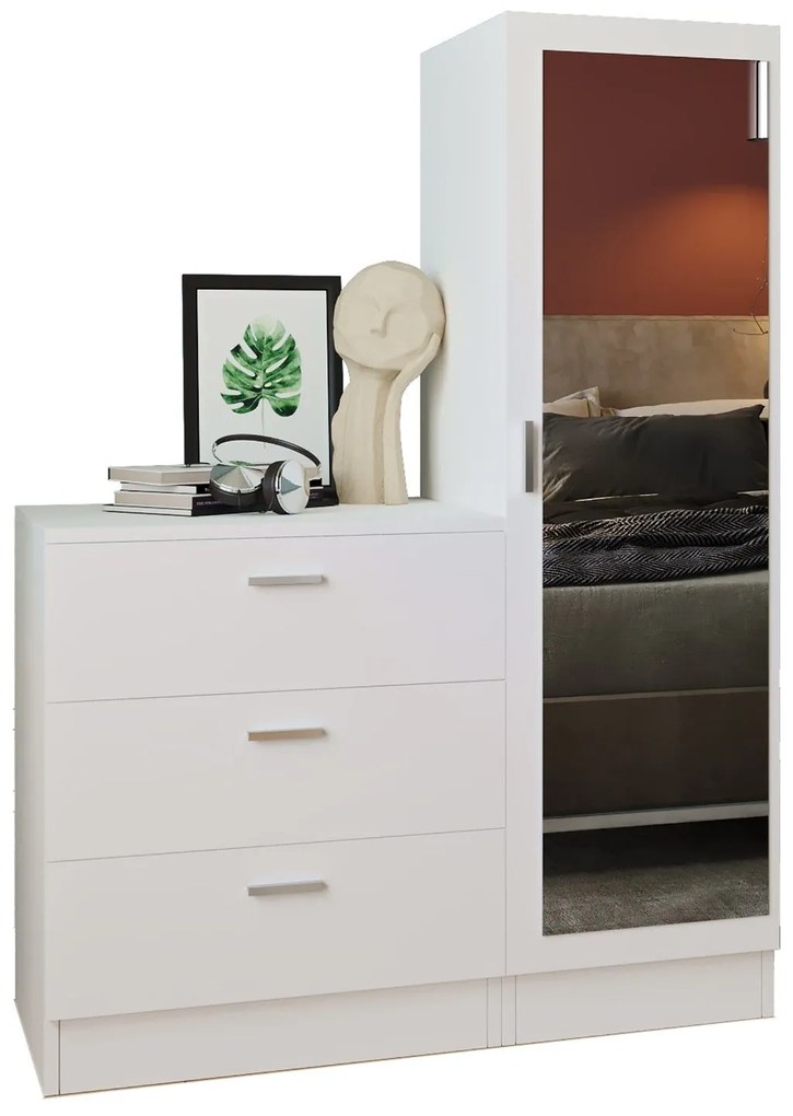 Armário Multiusos CC6 – Branco – Gavetas: 60x72x47 cm, Armário: 40x140