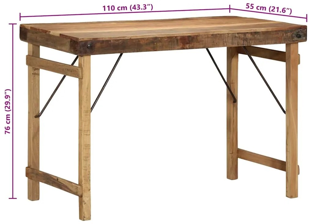 Mesa de Jantar vidaXL 110x55x76 cm Madeira Recuperada
