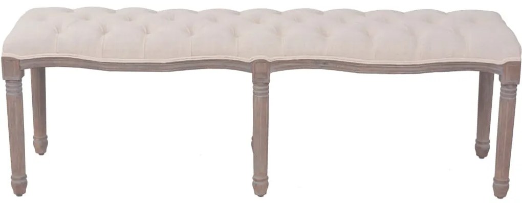 Banco em linho e madeira maciça 150x40x48 cm branco nata