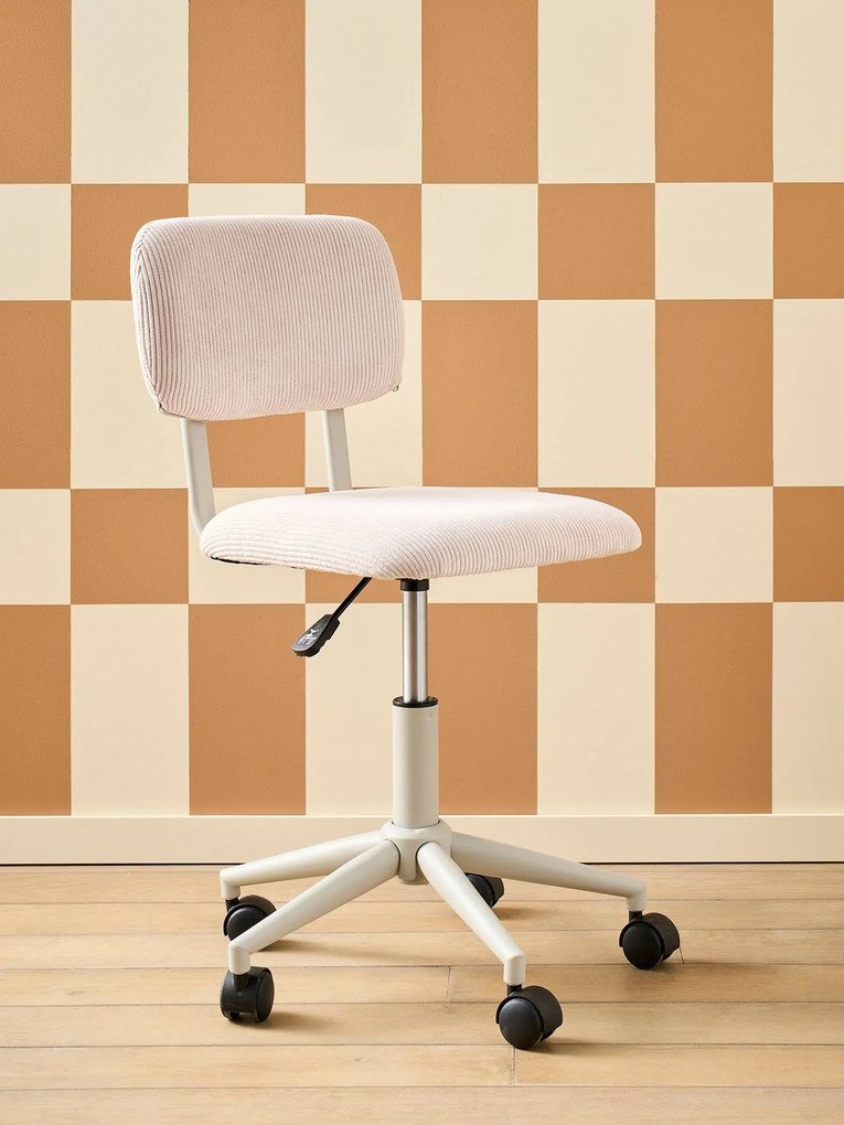 Cadeira de secretária com rodinhas, em bombazina, para criança cru