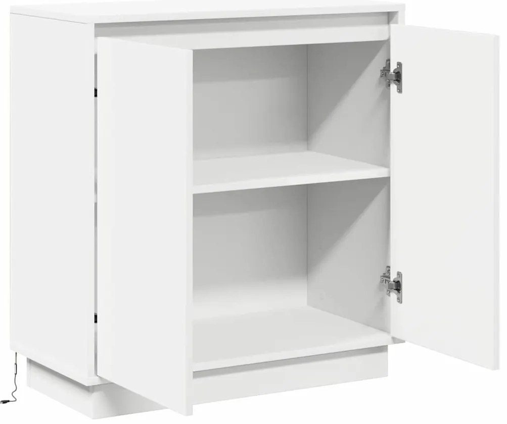 Aparador LED em Branco - 71x34,5x75 cm, Feito de Madeira Engenheirada