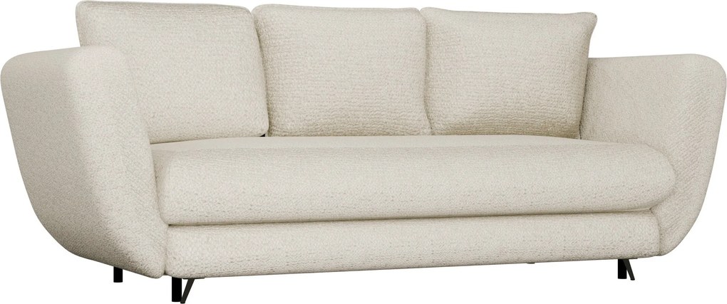 Sofá-cama Mandeville 354, Cama com arrumação, Bege, Preto, 99x248x104cm, 92 kg, Pernas: Metal