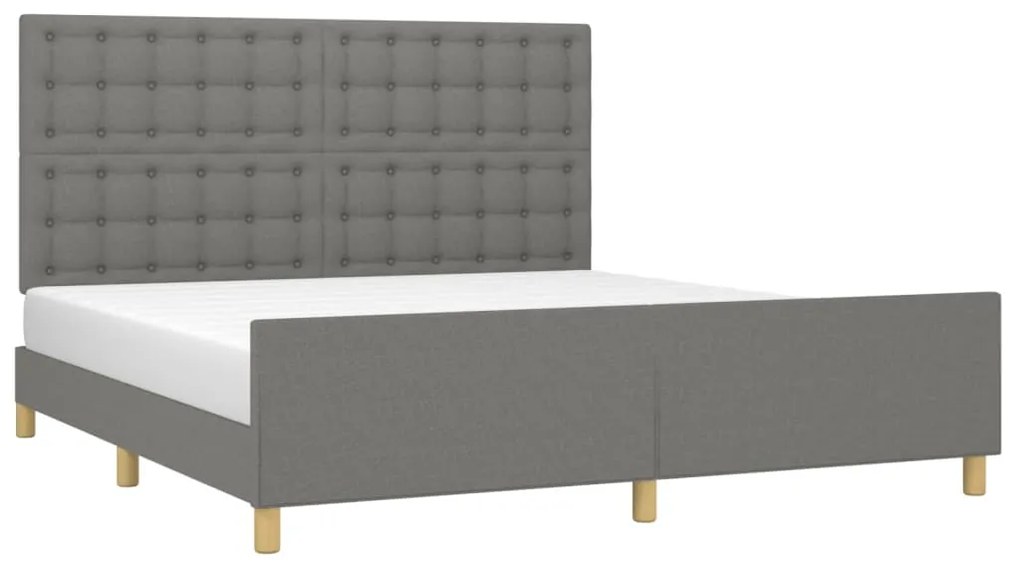 Estrutura de cama sem colchão 160x200 cm tecido cinzento-escuro