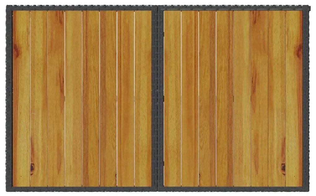 Mesa de jardim com tampo de madeira 110x68x70 cm vime PE preto