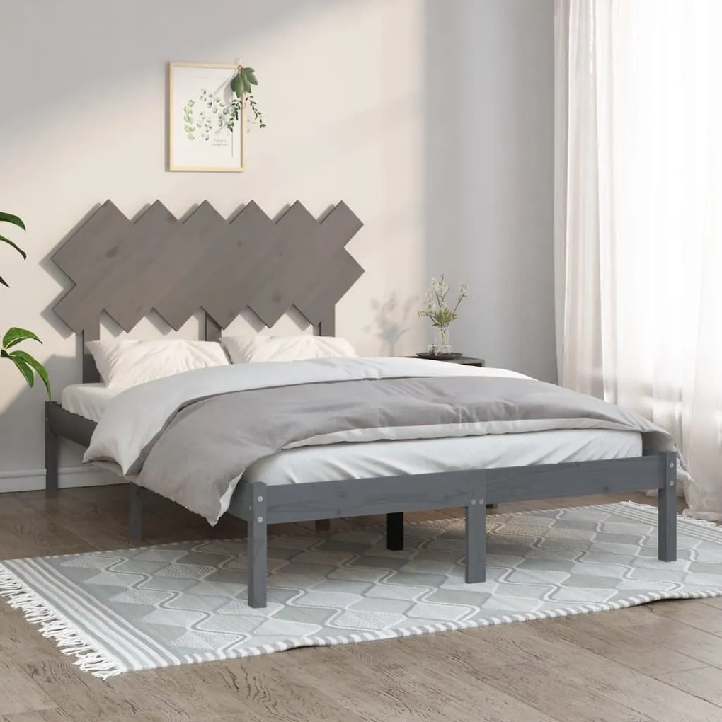 vidaXL Estrutura de cama 120x200 cm madeira maciça cinzento