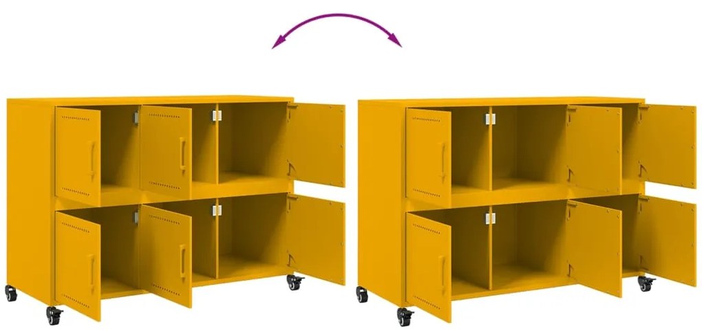 Aparador 100,5x39x72 cm aço amarelo mostarda