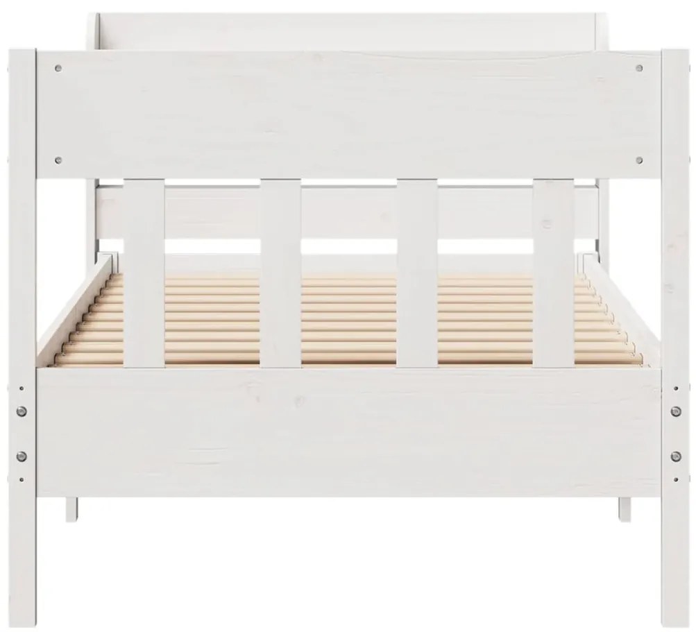 Cama sem colchão 100x200 cm madeira de pinho maciça branco