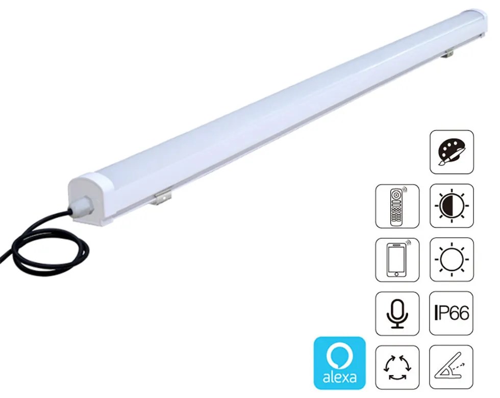 Projetor LED linear 18W RGB+CCT, 220V, RF, Alexa, SYNC. 1m, RGB + Dual Branco Regulável
