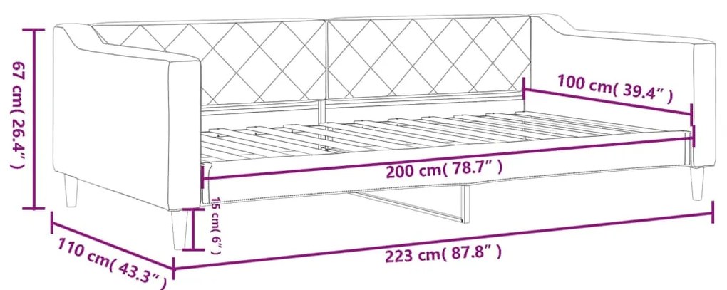 Sofá-cama 100x200 cm tecido cinzento-acastanhado