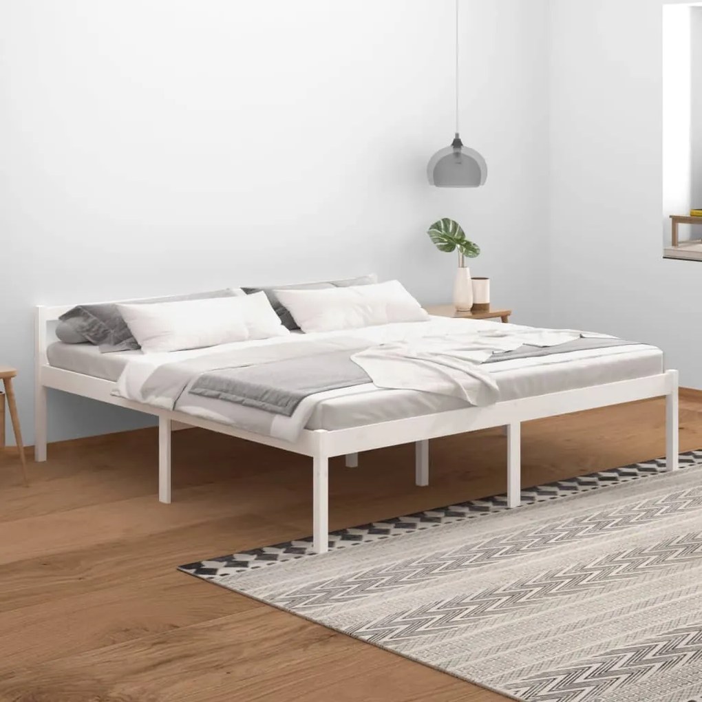 vidaXL Cama para idosos 200x200 cm pinho maciço branco