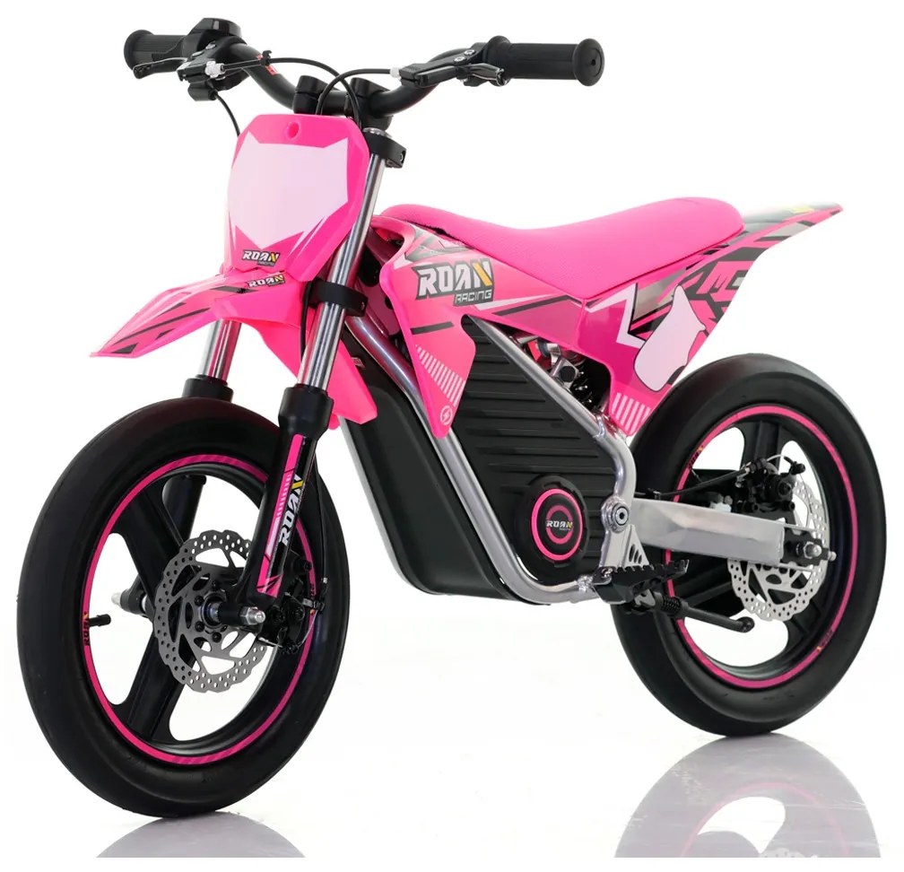 Mini moto elétrica para crianças Minicross 350W Roan MX E350 14/14" Supermotard Rosa
