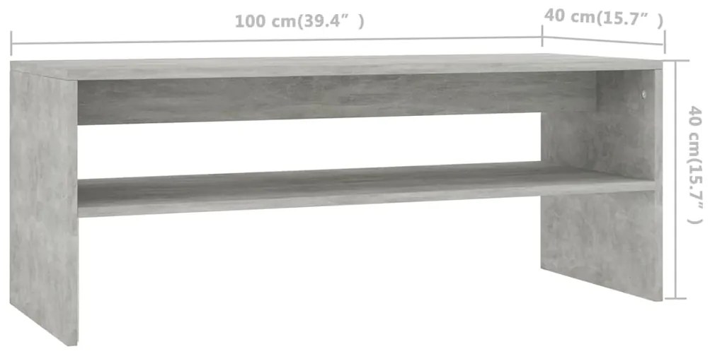 Mesa de centro 100x40x40 cm contraplacado cinzento cimento