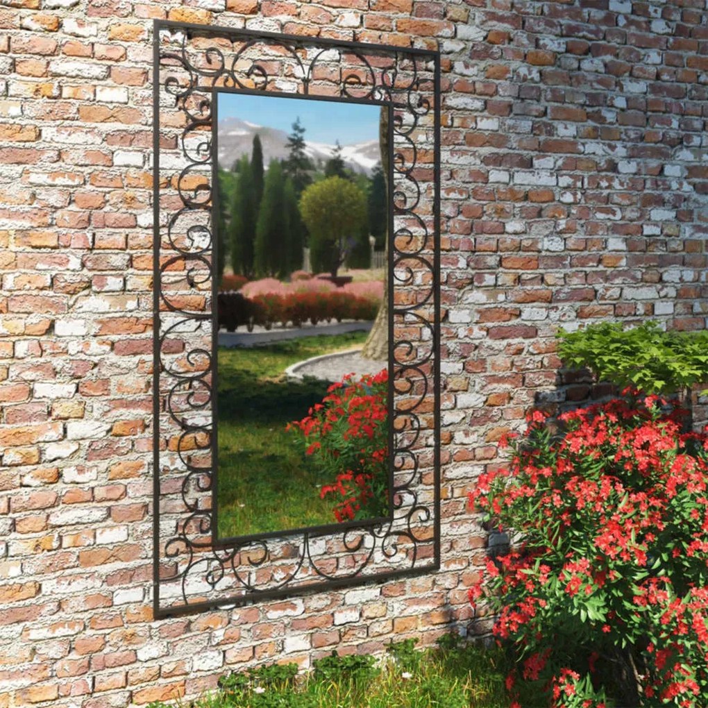 275610 vidaXL Espelho de parede para jardim retangular 60x110 cm preto