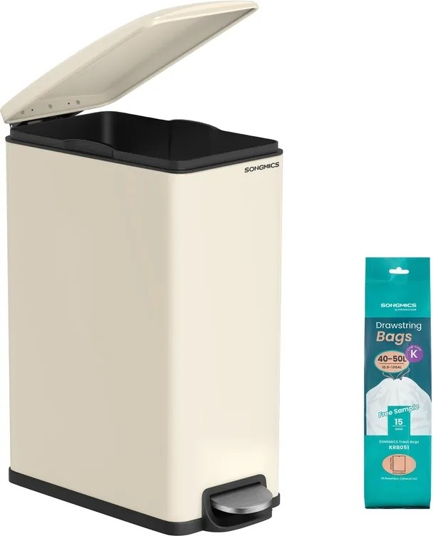 Caixote do lixo de cozinha com tampa 51,6 x 25,5 x 64,8 cm, bege areia