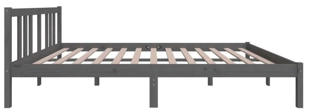 Estrutura de cama 140x200 cm madeira maciça cinzento