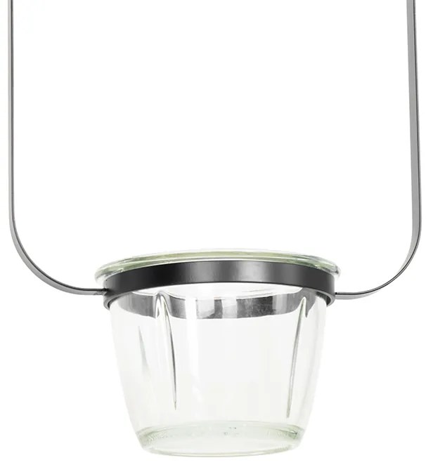 Candeeiro de suspensão moderno preto com vidro retangular - Roslini