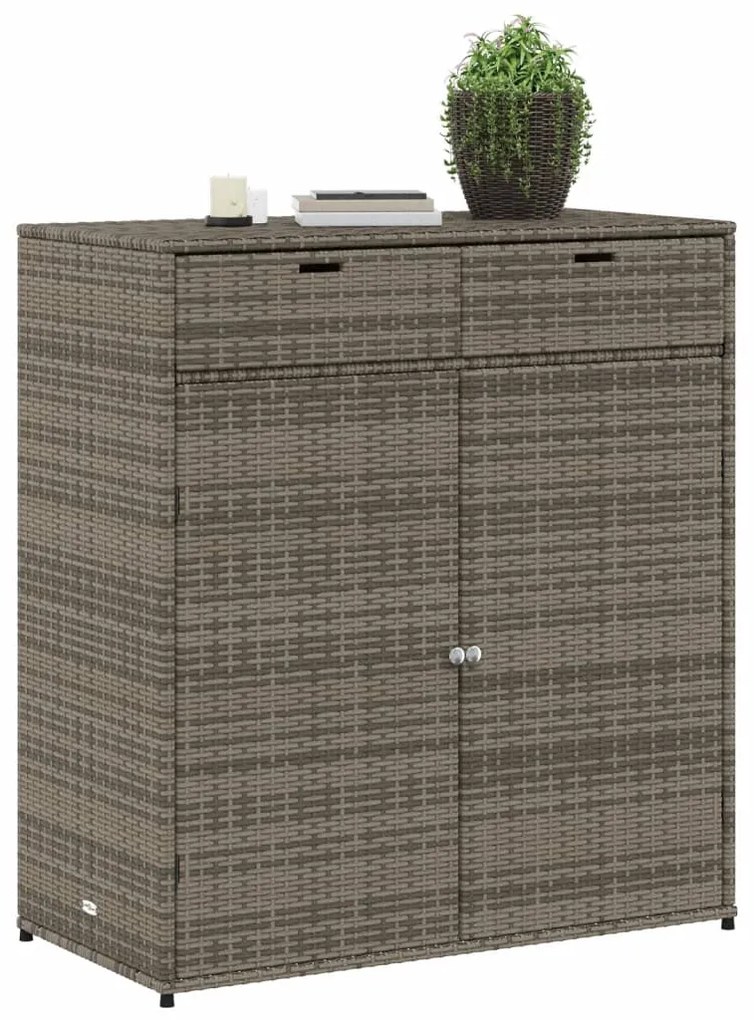 Armário de arrumação para jardim 105x55x113 cm vime PE cinzento
