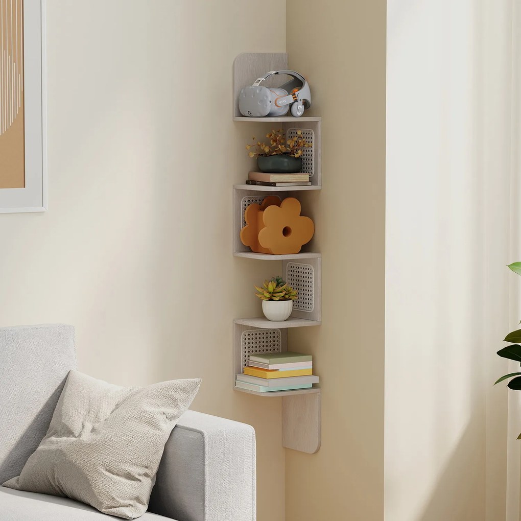 Estante de parede com 5 prateleiras 20 x 20 x 126 cm em bege