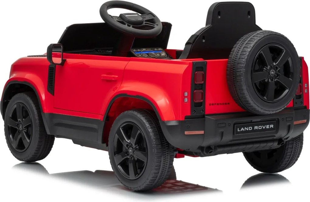 Carro elétrico para Crianças 12V 4x4 Land Rover Defender Rodas de espuma EVA, Assento Couro ecológico, Controlo remoto Vermelho