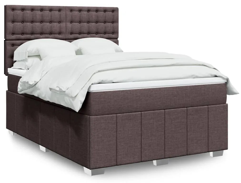Cama com molas/colchão 140x200 cm tecido castanho-escuro
