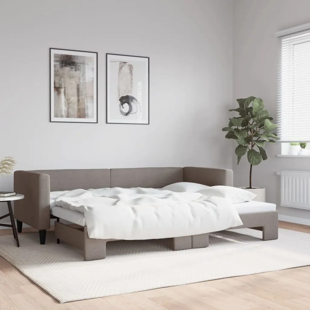 vidaXL Sofá-cama com gavetão 80x200 cm tecido cinzento-acastanhado