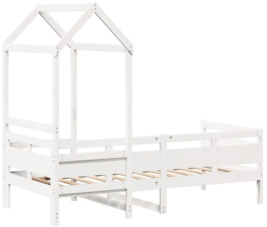Sofá-cama com telhado 80x200 cm madeira de pinho maciça branco