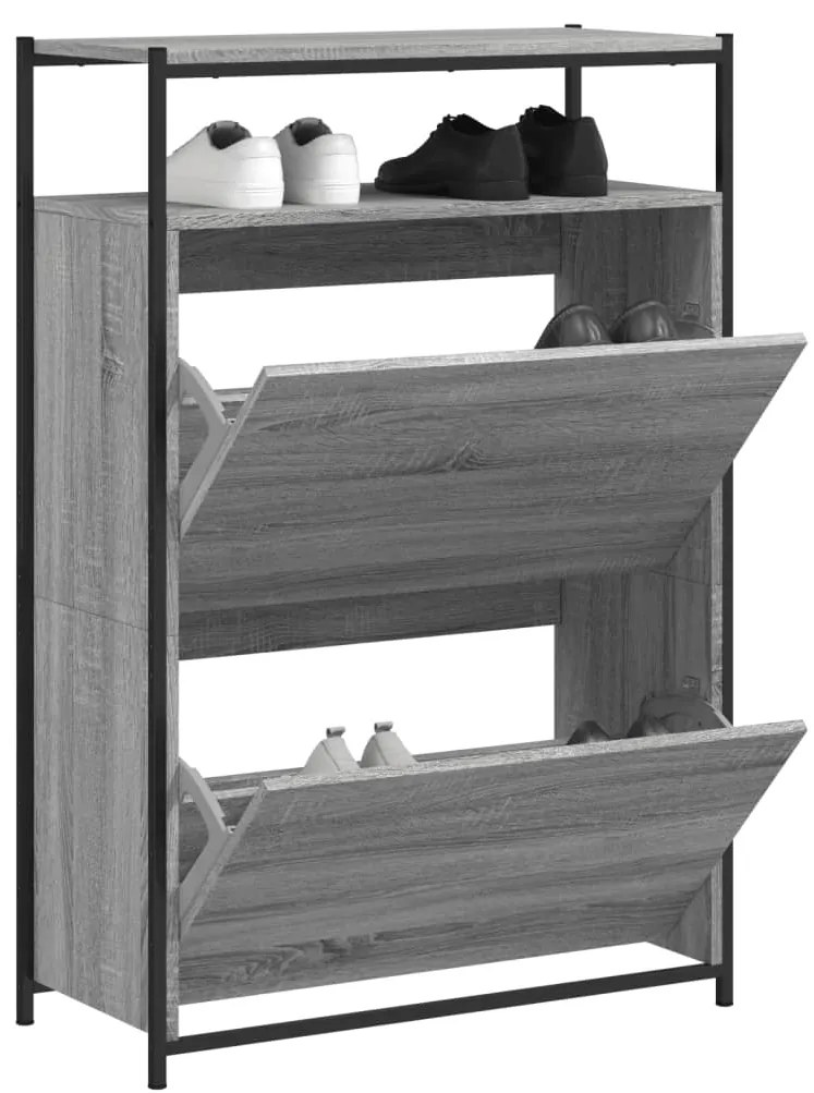 vidaXL Sapateira 75x34x112 cm derivados de madeira cinzento sonoma