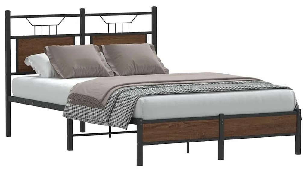 Estrutura cama s/ colchão derivados madeira carvalho castanho