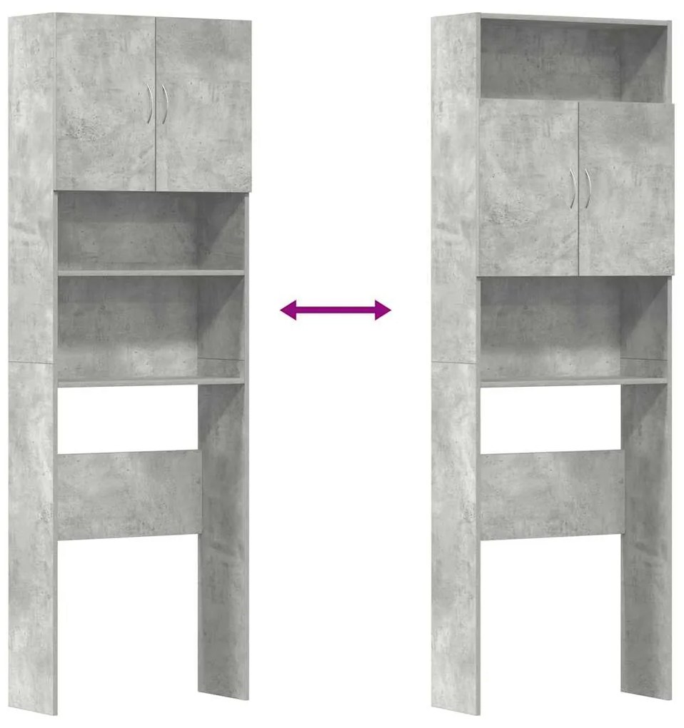 Armário sanita/máquina de lavar derivados madeira concreto cinza