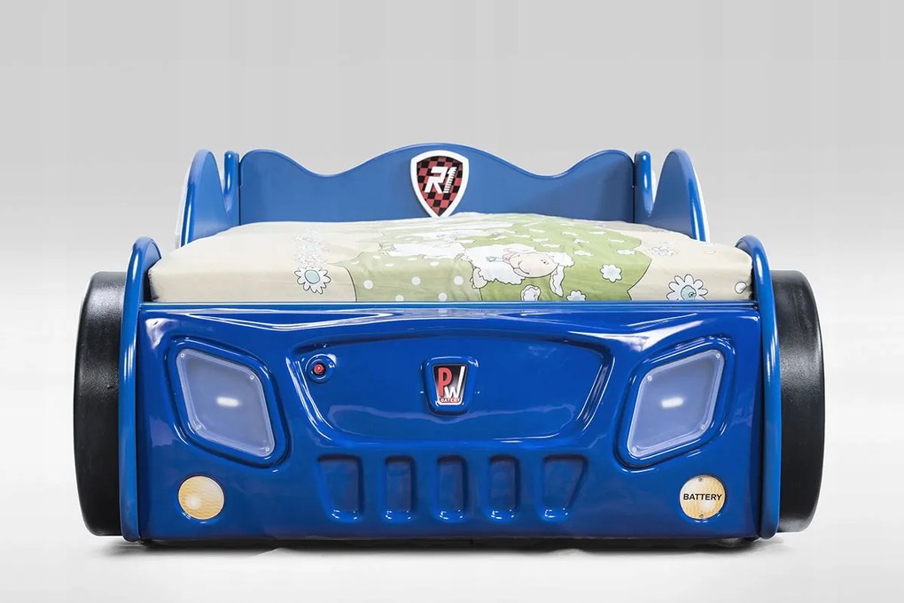 Cama para criança, Carro de Corrida Monza Grande Com Luzes LED, Oferta colchão e estrado 205 x 115 x 62 cm Azul