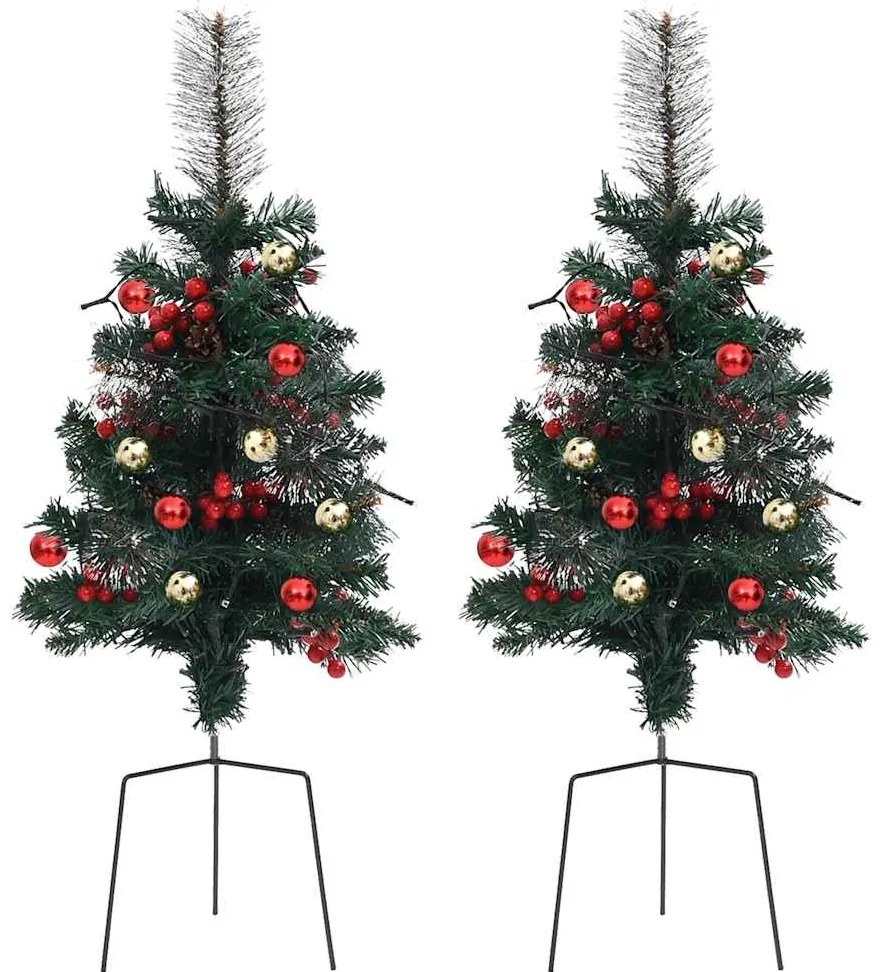 Árvore de Natal artificial de exterior pré-iluminada 2 pcs PVC