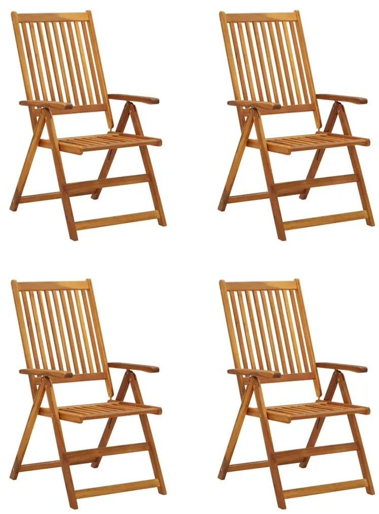 Cadeiras jardim reclináveis c/ almofadões 4 pcs acácia maciça