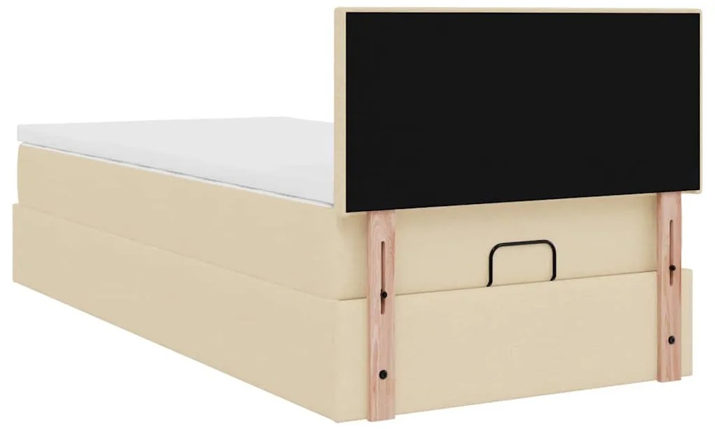Cama otomana com colchão 100x200 cm tecido creme