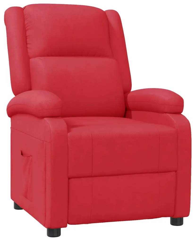 Poltrona reclinável em couro artificial vermelho