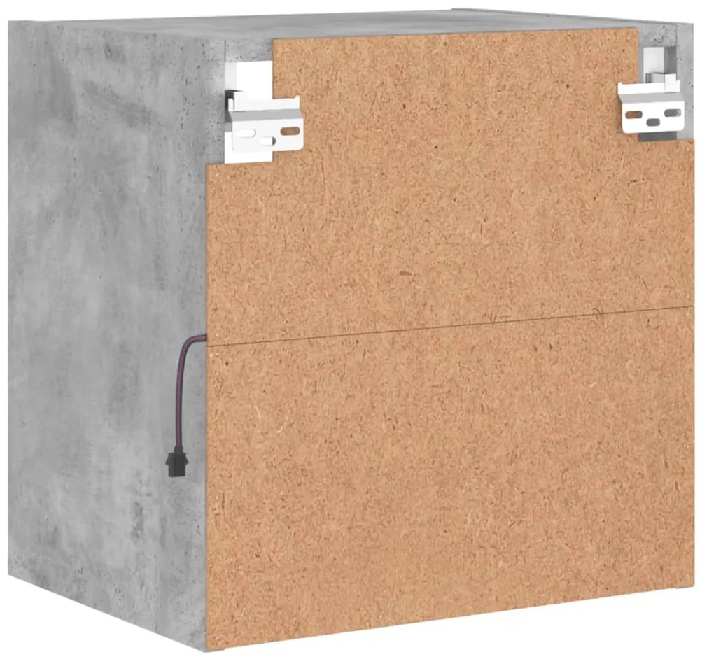 Mesa de cabeceira de parede com luzes LED cinzento cimento