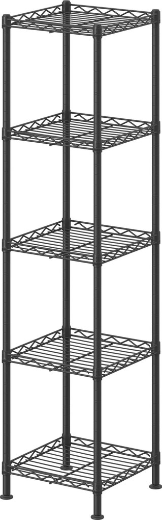 Estante de metal, estreita, com prateleiras ajustáveis 30 x 30 x 121 cm preto
