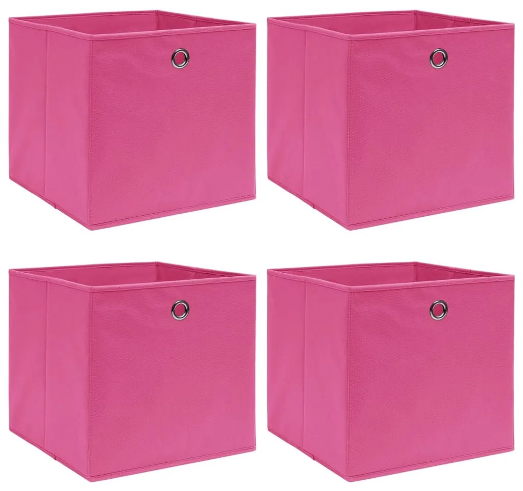 Caixas de arrumação 4 pcs 32x32x32 cm tecido rosa