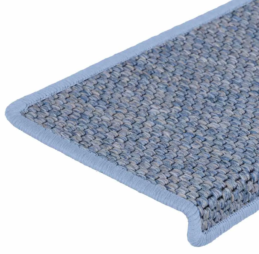 Tapetes escada adesivos aspeto sisal 30 pcs 65x21x4 cm azul