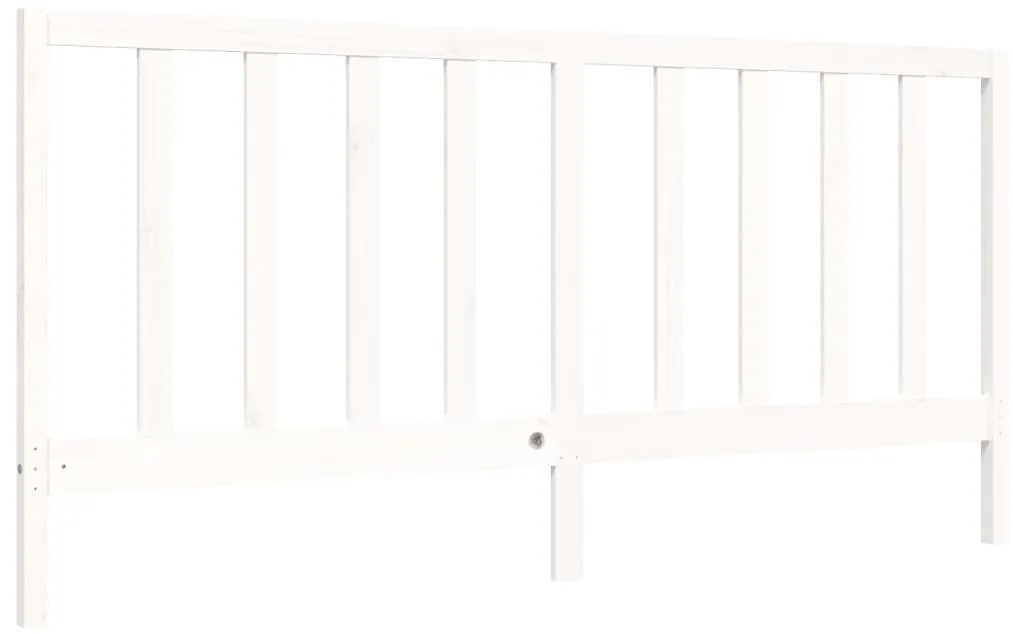 Estrutura de cama com cabeceira 200x200cm madeira maciça branco