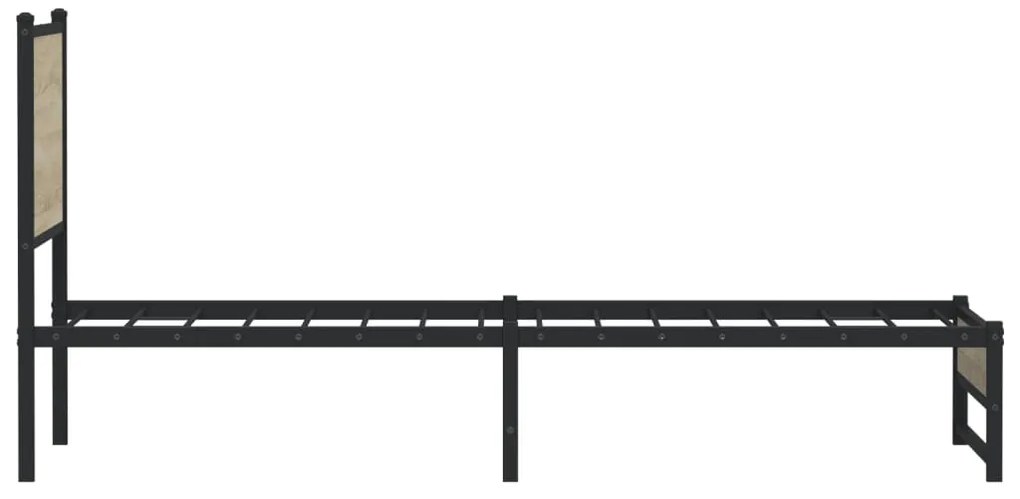 Estrutura de cama sem colchão 80x200 cm metal carvalho sonoma