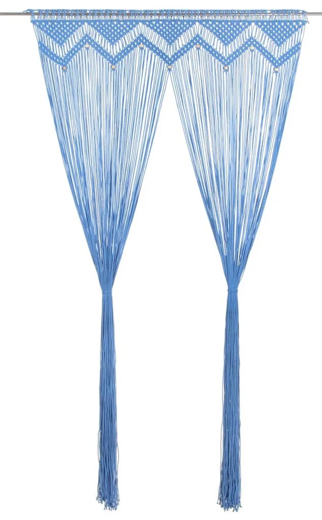 vidaXL Cortina macramé 140x240 cm algodão azul