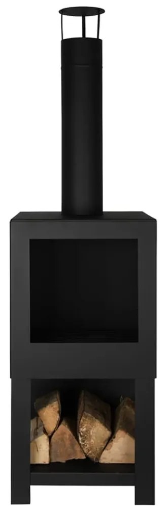 Lareira exterior c/ arrumação p/ lenha preto FF410