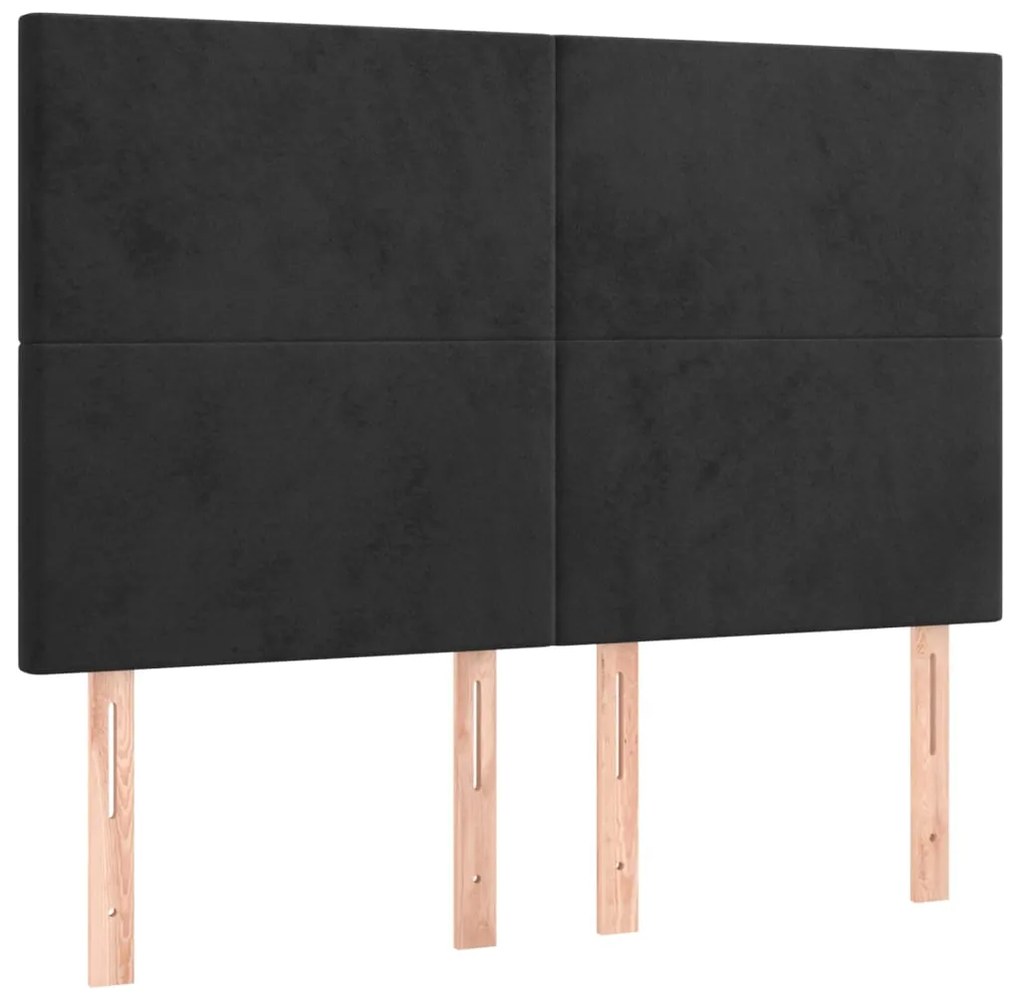 Cabeceira cama c/ LED veludo 144x5x118/128 cm preto